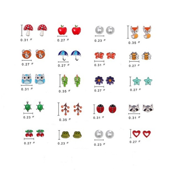Girls Earrings 20 pairs - Picture 3 of 8